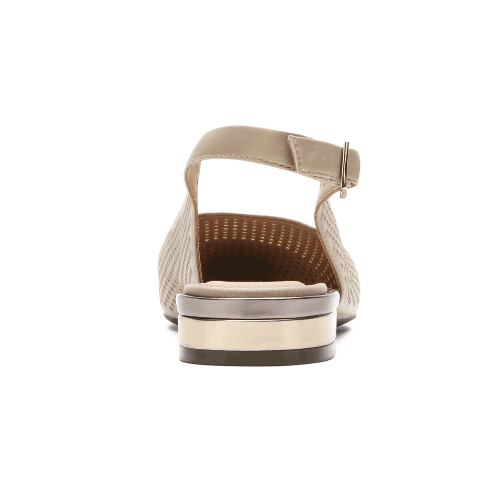 Zapatos Bajos Rockport Mujer Mexico - Total Motion Adelyn Slingback Beige - HWTDJ8965